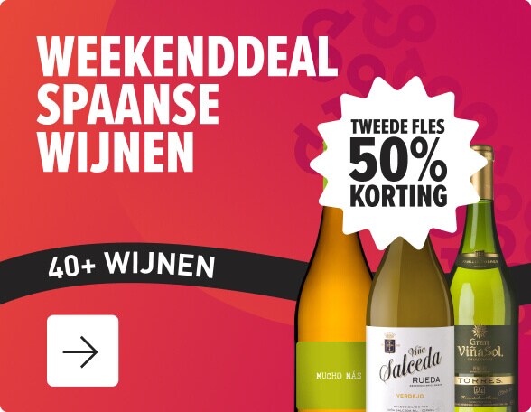 weekenddeal: spaanse witte wijnen tweede fles 50% korting